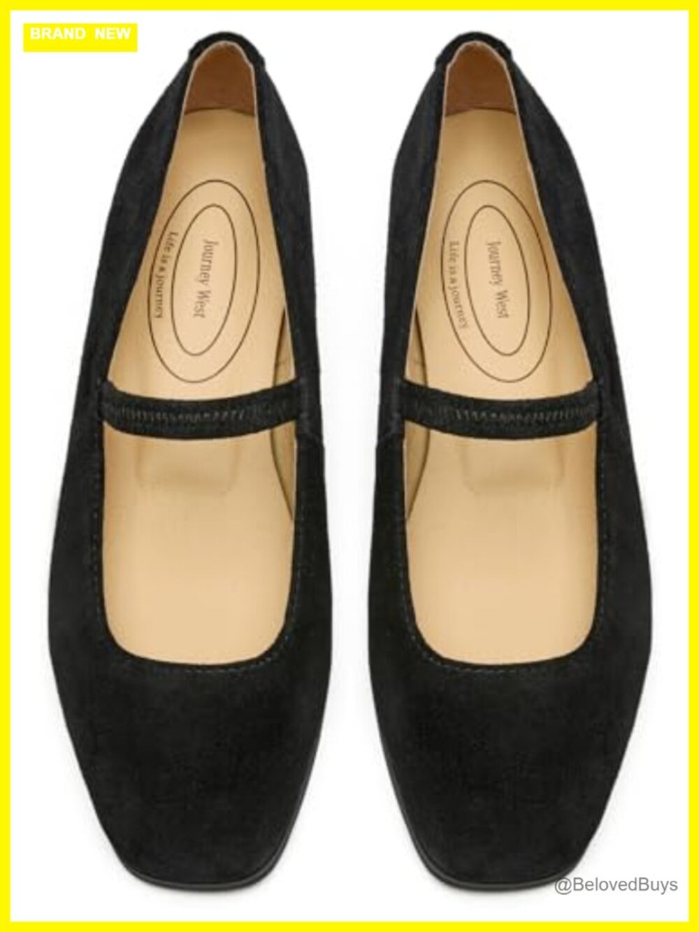 Journey West Women's Leather Mary Jane Flats Slip On Square Toe Business Casual